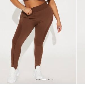 Fashion Nova Brown Ribbed High-Waist Leggings